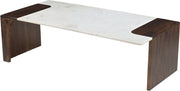 Enna Genuine Marble And Mango Wood Coffee Table in White - 77011Brown-CT