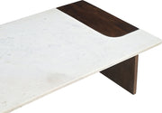 Enna Genuine Marble And Mango Wood Coffee Table in White - 77011Brown-CT