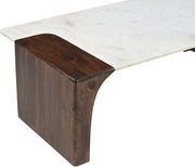 Enna Genuine Marble And Mango Wood Coffee Table in White - 77011Brown-CT