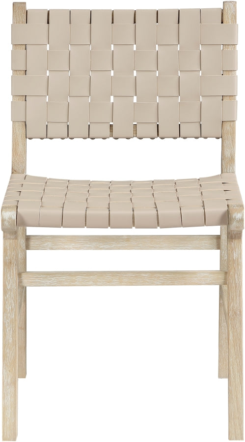 Entwine Vegan Leather Upholstered Dining Chair in Beige - 77025Beige-C