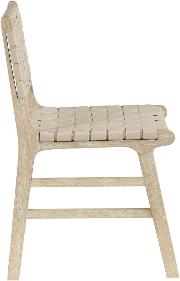 Entwine Vegan Leather Upholstered Dining Chair in Beige - 77025Beige-C