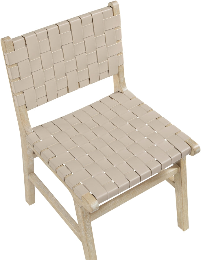 Entwine Vegan Leather Upholstered Dining Chair in Beige - 77025Beige-C