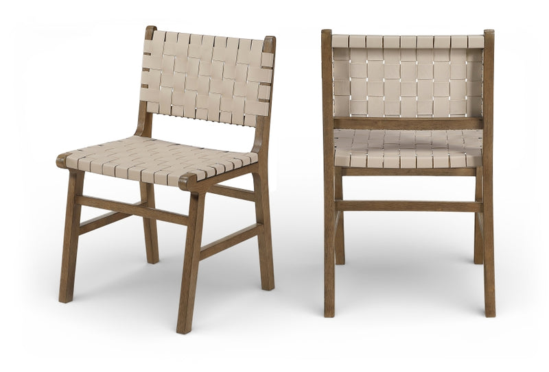 Entwine Vegan Leather Upholstered Dining Chair in Beige - 77026Beige-C