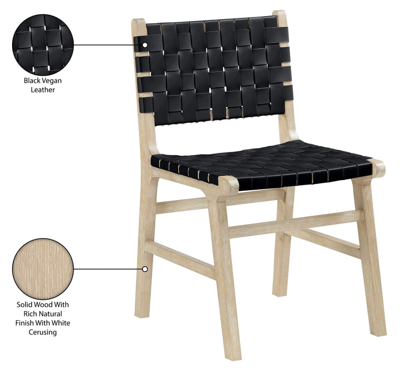 Entwine Vegan Leather Upholstered Dining Chair in Black - 77025Black-C