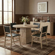 Entwine Vegan Leather Upholstered Dining Chair in Black - 77025Black-C