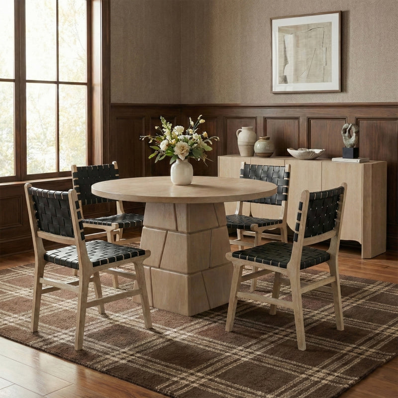Entwine Vegan Leather Upholstered Dining Chair in Black - 77025Black-C
