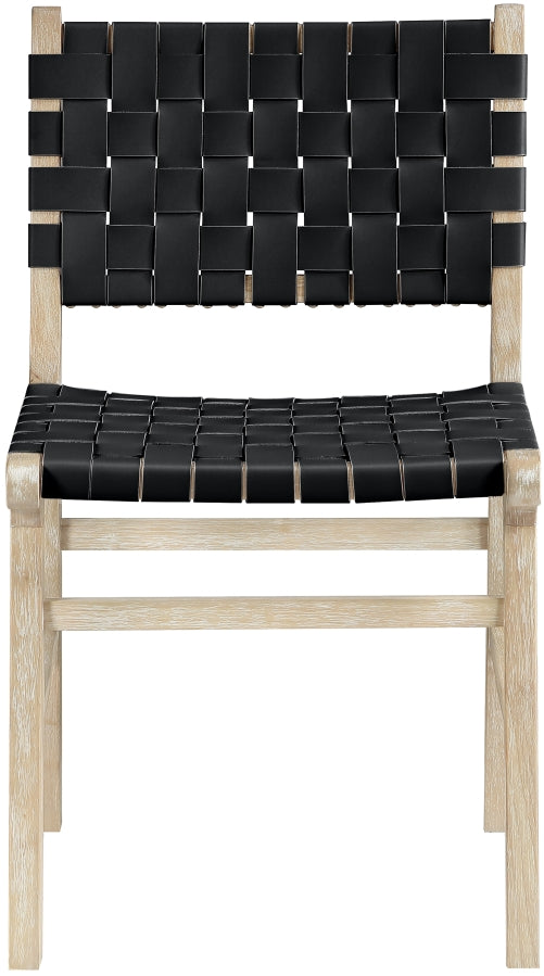 Entwine Vegan Leather Upholstered Dining Chair in Black - 77025Black-C