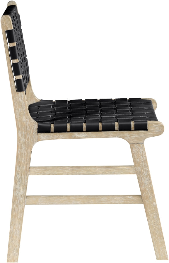Entwine Vegan Leather Upholstered Dining Chair in Black - 77025Black-C