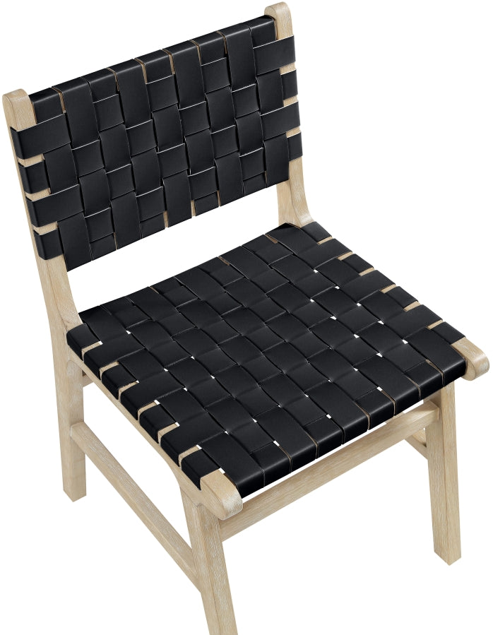 Entwine Vegan Leather Upholstered Dining Chair in Black - 77025Black-C