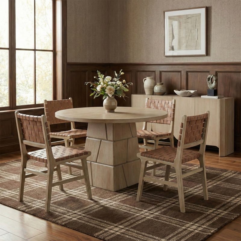 Entwine Vegan Leather Upholstered Dining Chair in Brown - 77025Brown-C