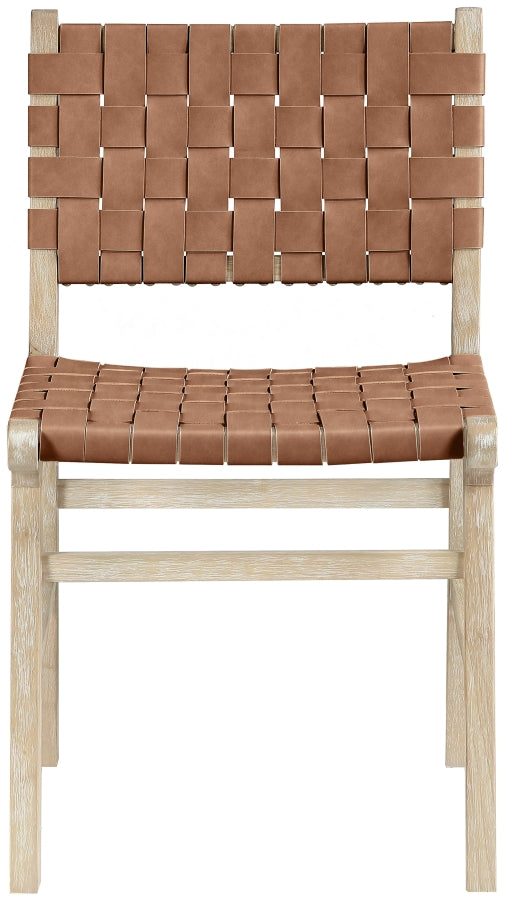 Entwine Vegan Leather Upholstered Dining Chair in Brown - 77025Brown-C