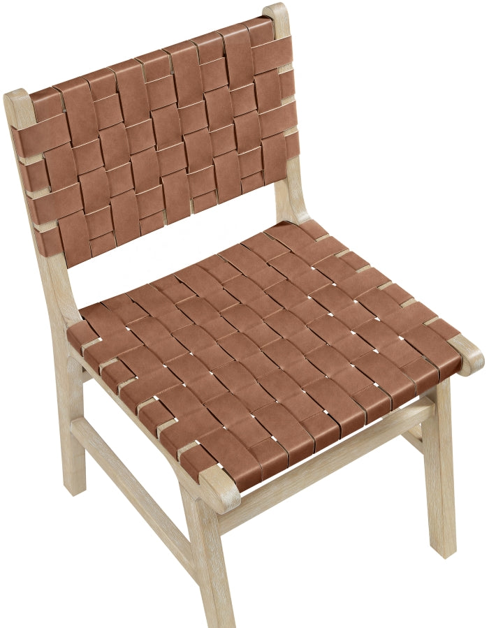 Entwine Vegan Leather Upholstered Dining Chair in Brown - 77025Brown-C