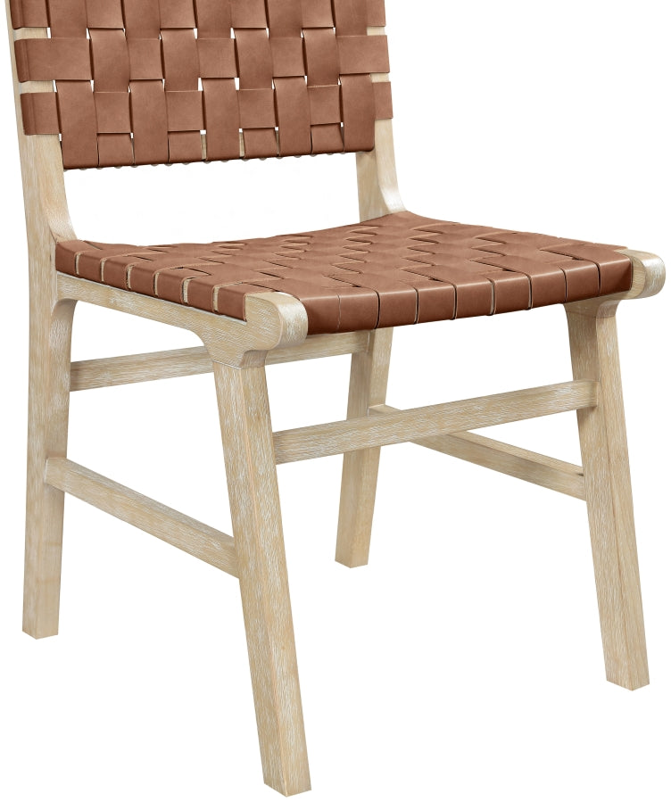 Entwine Vegan Leather Upholstered Dining Chair in Brown - 77025Brown-C