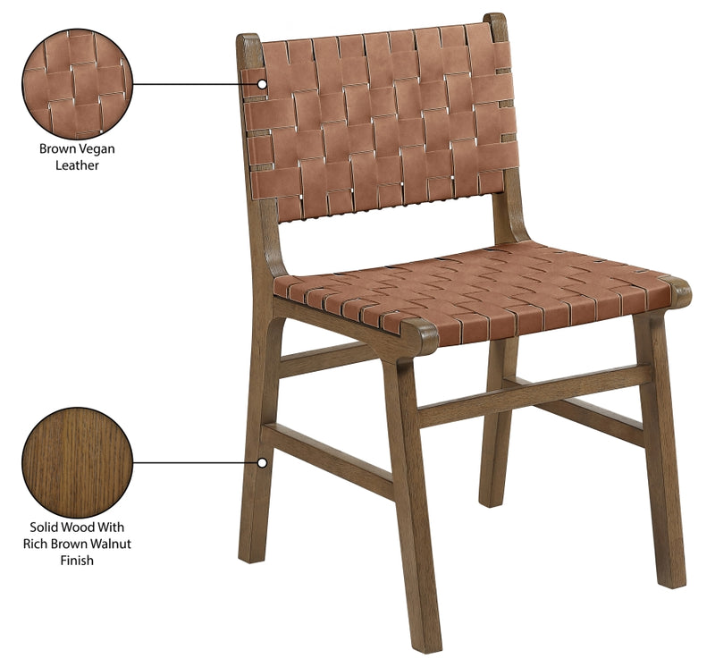 Entwine Vegan Leather Upholstered Dining Chair in Brown - 77026Brown-C