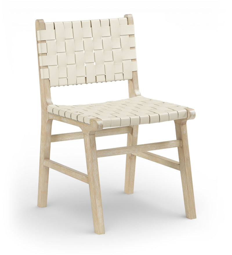 Entwine Vegan Leather Upholstered Dining Chair in Cream - 77025Cream-C