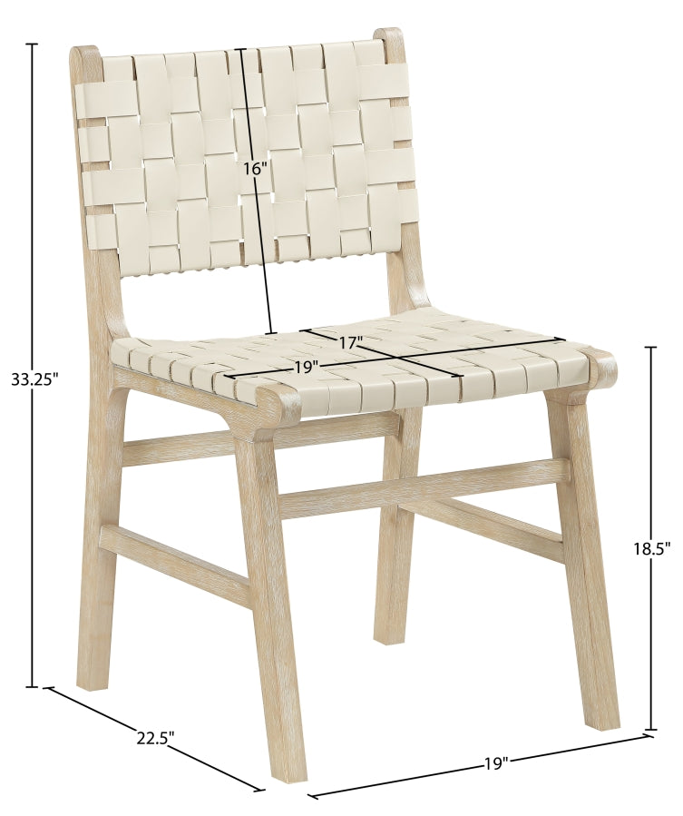 Entwine Vegan Leather Upholstered Dining Chair in Cream - 77025Cream-C