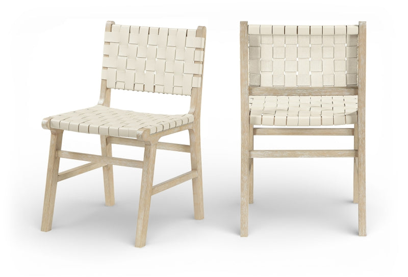 Entwine Vegan Leather Upholstered Dining Chair in Cream - 77025Cream-C