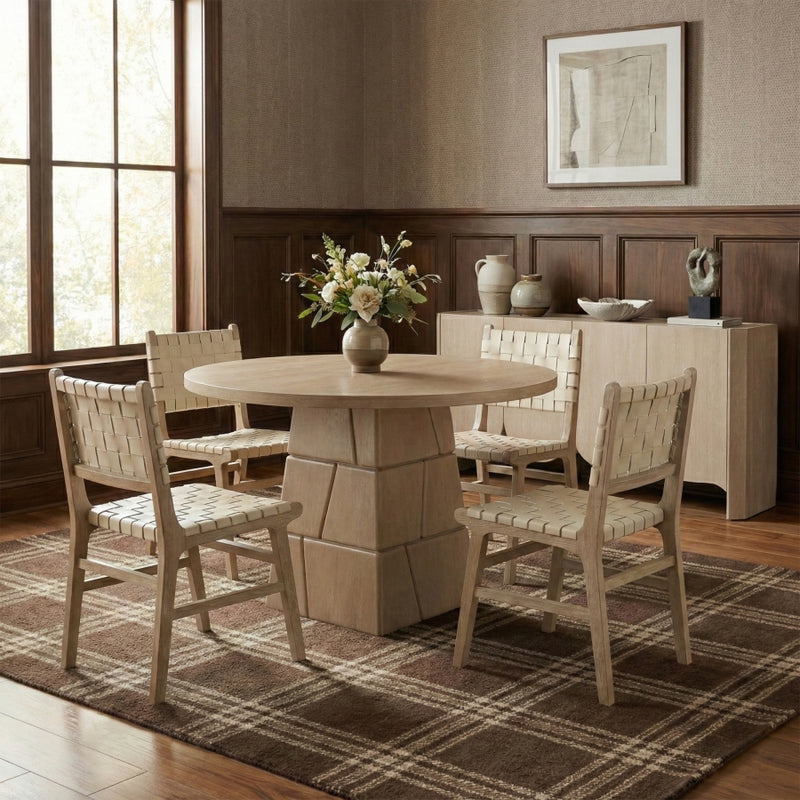 Entwine Vegan Leather Upholstered Dining Chair in Cream - 77025Cream-C