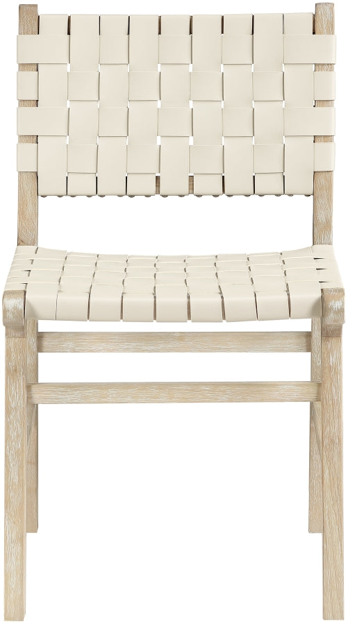 Entwine Vegan Leather Upholstered Dining Chair in Cream - 77025Cream-C