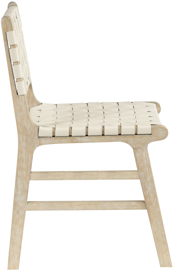 Entwine Vegan Leather Upholstered Dining Chair in Cream - 77025Cream-C