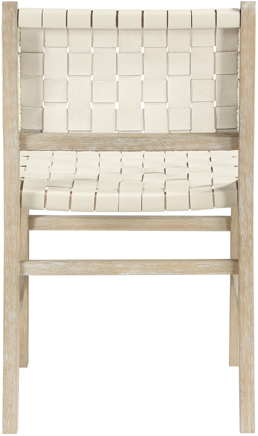 Entwine Vegan Leather Upholstered Dining Chair in Cream - 77025Cream-C