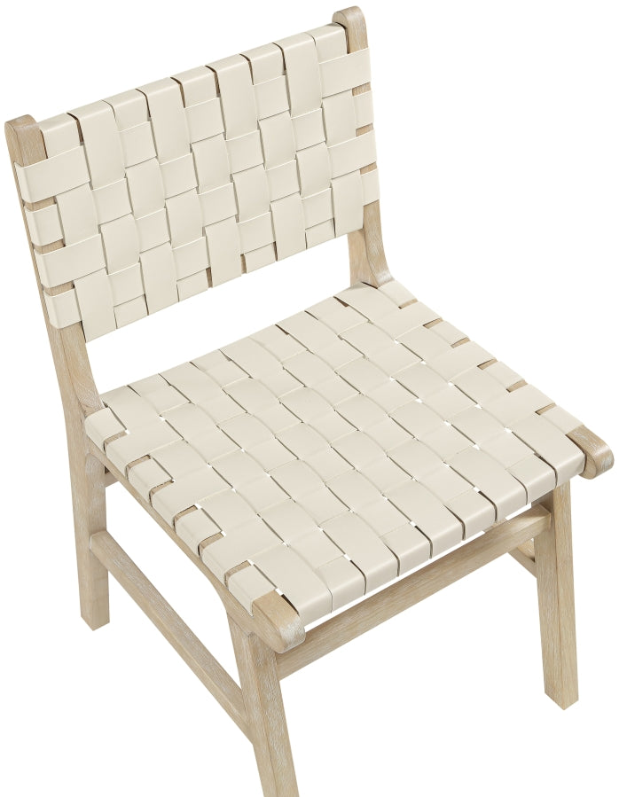 Entwine Vegan Leather Upholstered Dining Chair in Cream - 77025Cream-C