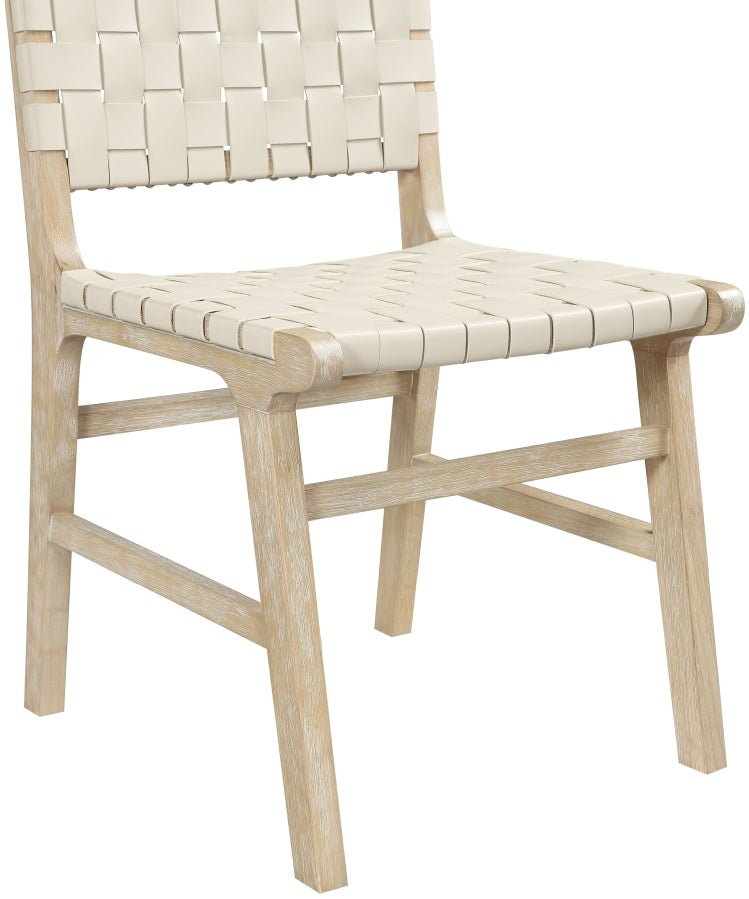 Entwine Vegan Leather Upholstered Dining Chair in Cream - 77025Cream-C