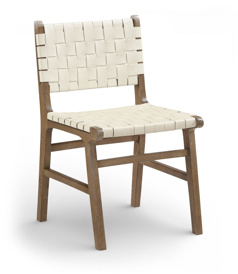 Entwine Vegan Leather Upholstered Dining Chair in Cream - 77026Cream-C