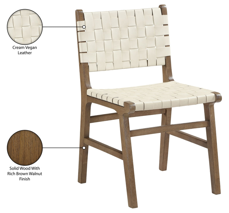 Entwine Vegan Leather Upholstered Dining Chair in Cream - 77026Cream-C