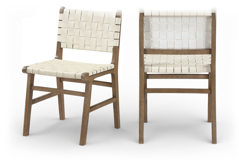 Entwine Vegan Leather Upholstered Dining Chair in Cream - 77026Cream-C
