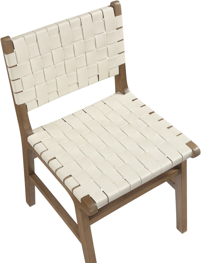 Entwine Vegan Leather Upholstered Dining Chair in Cream - 77026Cream-C