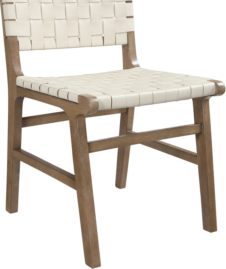 Entwine Vegan Leather Upholstered Dining Chair in Cream - 77026Cream-C