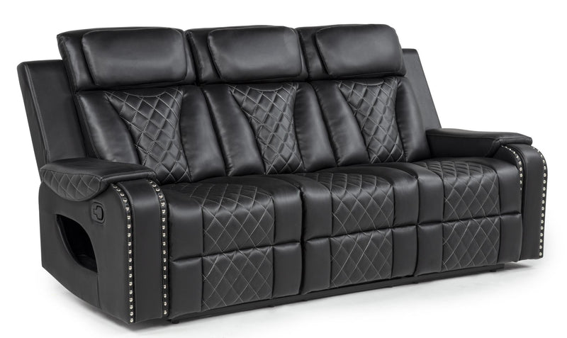 Enzo 3 PC ( Reclining Sofa & Loveseat & Chair ) - L423-Black-3PC