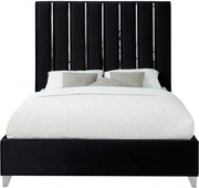 Enzo Velvet Queen Bed Black - Gate FurnitureQueen Bed
