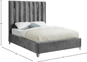 Enzo Velvet Queen Bed Grey - Gate FurnitureQueen Bed