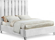 Enzo Velvet Queen Bed White - Gate FurnitureQueen Bed