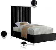 Enzo Velvet Twin Bed Black - Gate FurnitureTwin Bed