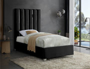 Enzo Velvet Twin Bed Black - Gate FurnitureTwin Bed