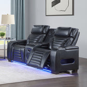 Ephron Power Motion Loveseat W/ Console, Power Headrests, LED & Speakers - LV06081