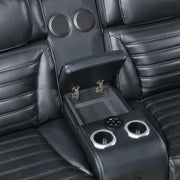 Ephron Power Motion Loveseat W/ Console, Power Headrests, LED & Speakers - LV06081