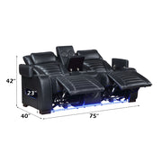 Ephron Power Motion Loveseat W/ Console, Power Headrests, LED & Speakers - LV06081