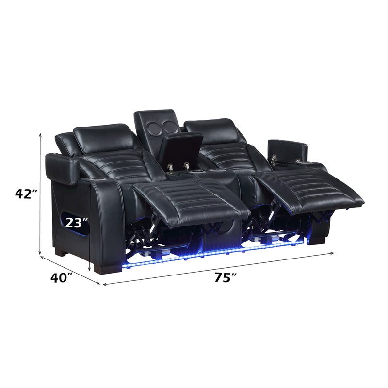 Ephron Power Motion Loveseat W/ Console, Power Headrests, LED & Speakers - LV06081
