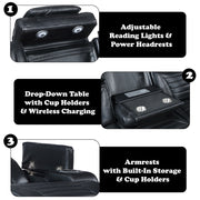 Ephron Power Motion Sofa W/Dropdown Table, Wireless Charging, Reading Light, Power Headrests & LED - LV06080