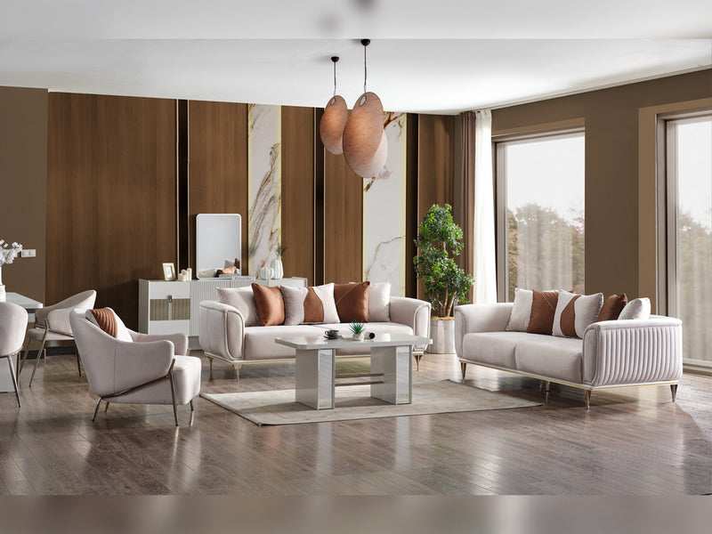 Esperanza 3-pieces (Sofa & Loveseat & Chair) Livingroom in White - 200-ELIF-ESP-A234-321