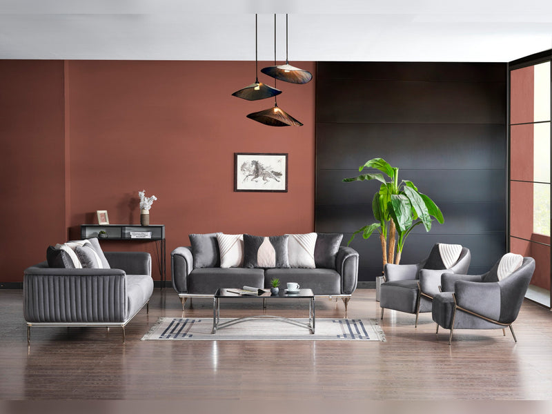 Esperanza 4-pieces (Sofa & Loveseat & 2 Chair) Livingroom Set Dark Grey in Dark Grey - 200-ESP-DRNDGRAY-3211
