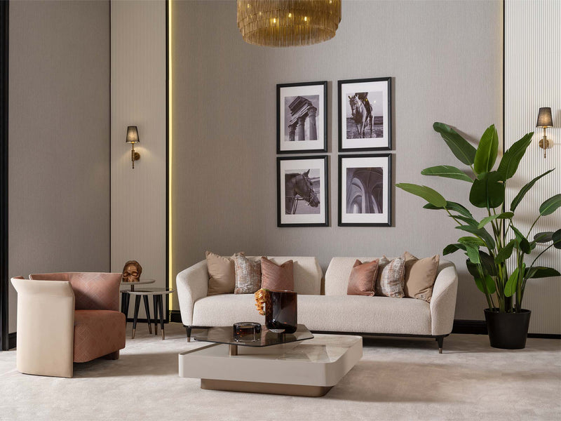 Essenza 4-pieces (2 Sofa &  2 Chair) Livingroom in Cream - 200-GAB-ESS-3311