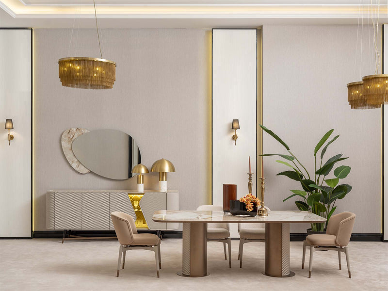 Essenza Diningroom (Consol With Mirror & Dining Table & 6 Dining Chair) - 200-GAB-ESS-DT-6-SET