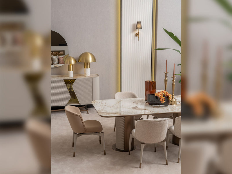 Essenza Diningroom (Consol With Mirror & Dining Table & 6 Dining Chair) - 200-GAB-ESS-DT-6-SET