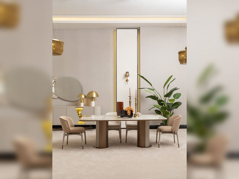Essenza Diningroom (Consol With Mirror & Dining Table & 6 Dining Chair) - 200-GAB-ESS-DT-6-SET