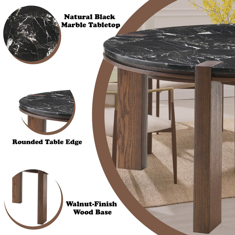 Estella Round Dining Table w/Marble Top - DN06880